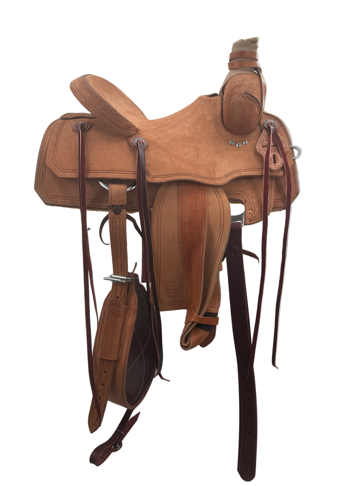 Rough out roping saddle