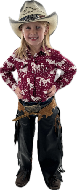 Youth black with Light Brown Trim Chinks(6-9 yr)