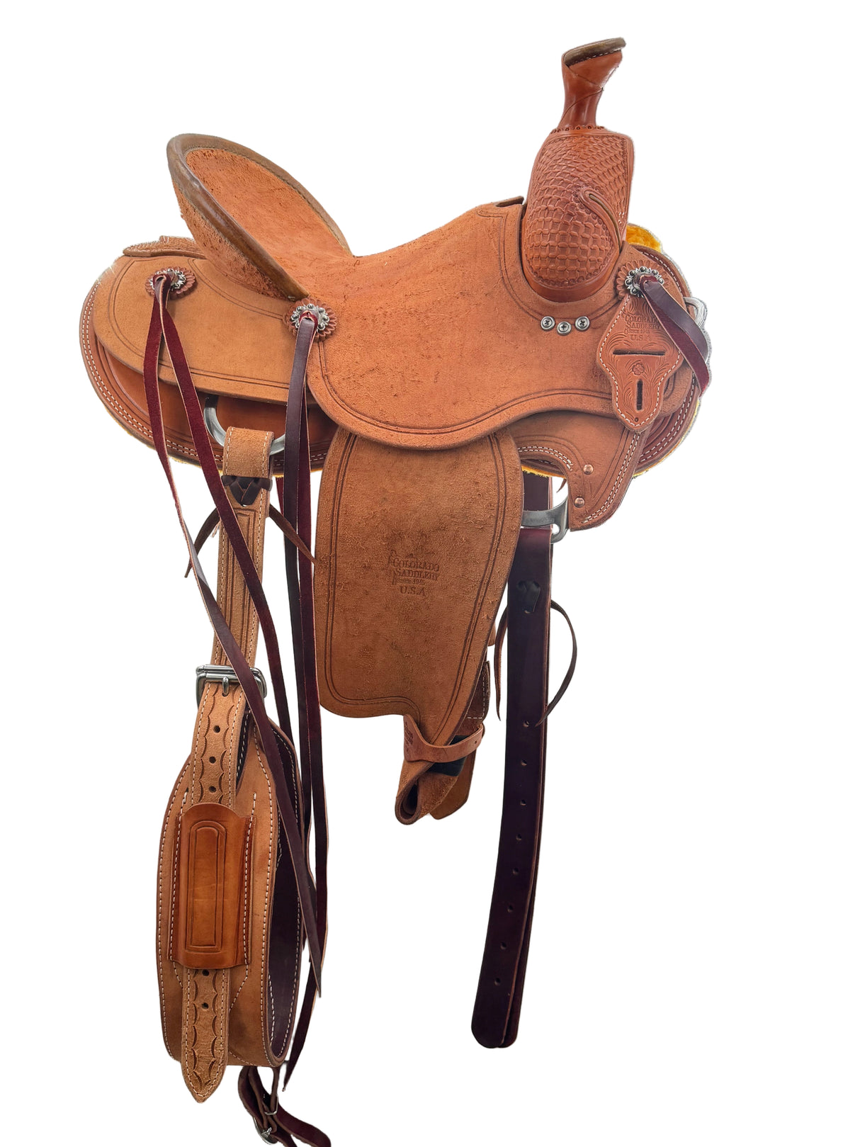 Brown leather saddle