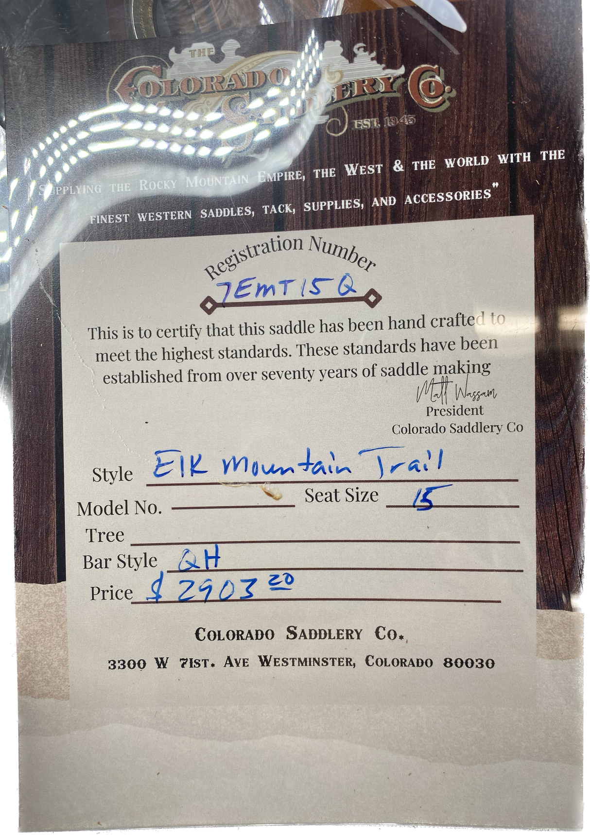 Sendero de la montaña Elk de 15 pulgadas