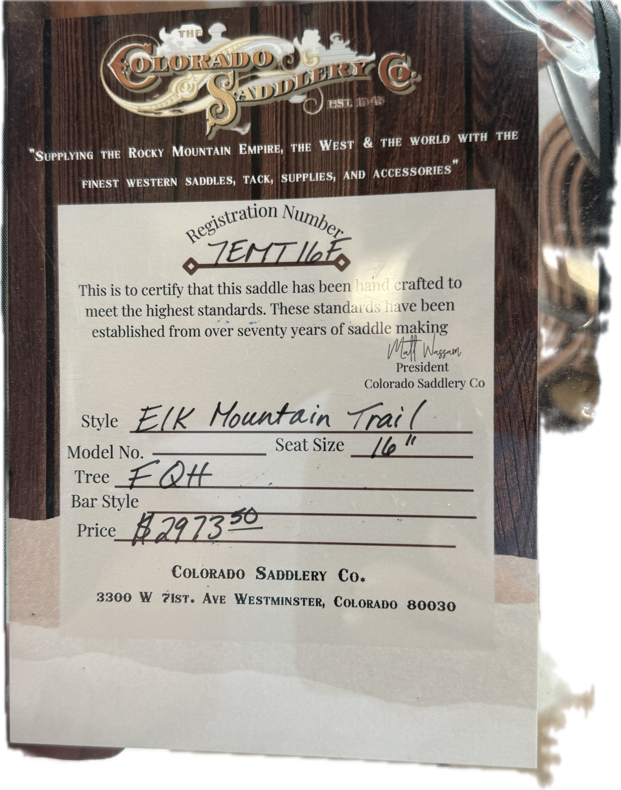 Elk Mountain Trail 16"