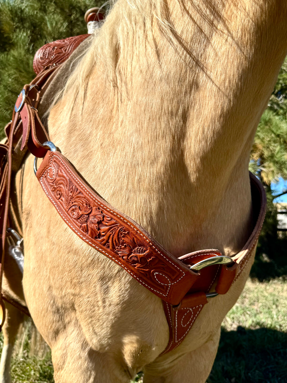 Floral Tooled Breast Collar