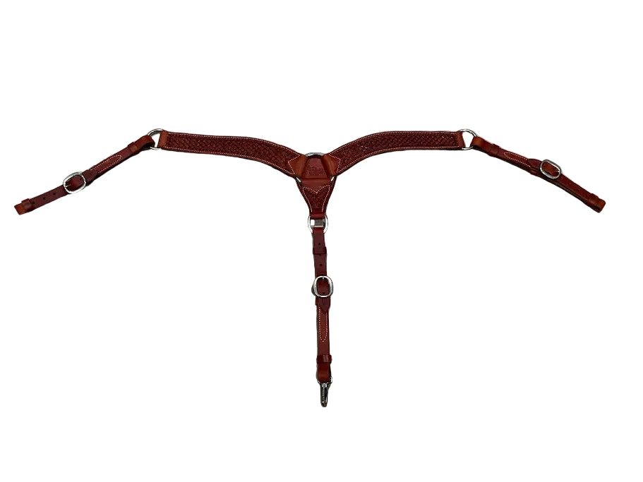 Roping Breast Collar w/ Box stitch Dark Oil