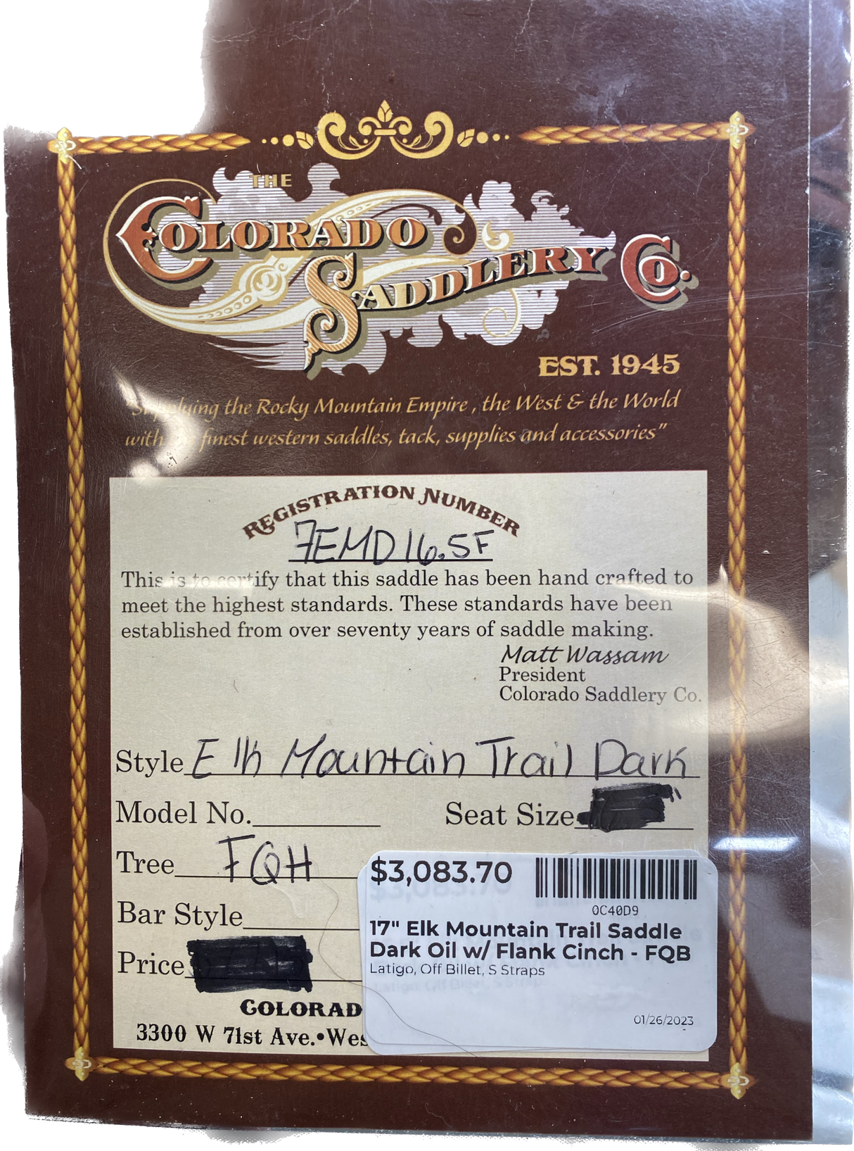 Sendero Elk Mountain oscuro de 16,5"