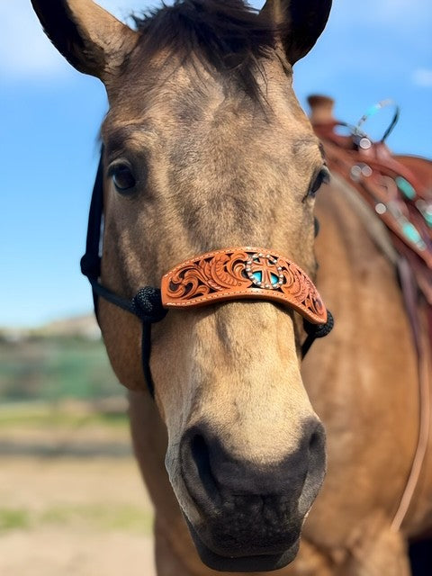 Bronc Halter with Tooled Cross Noseband