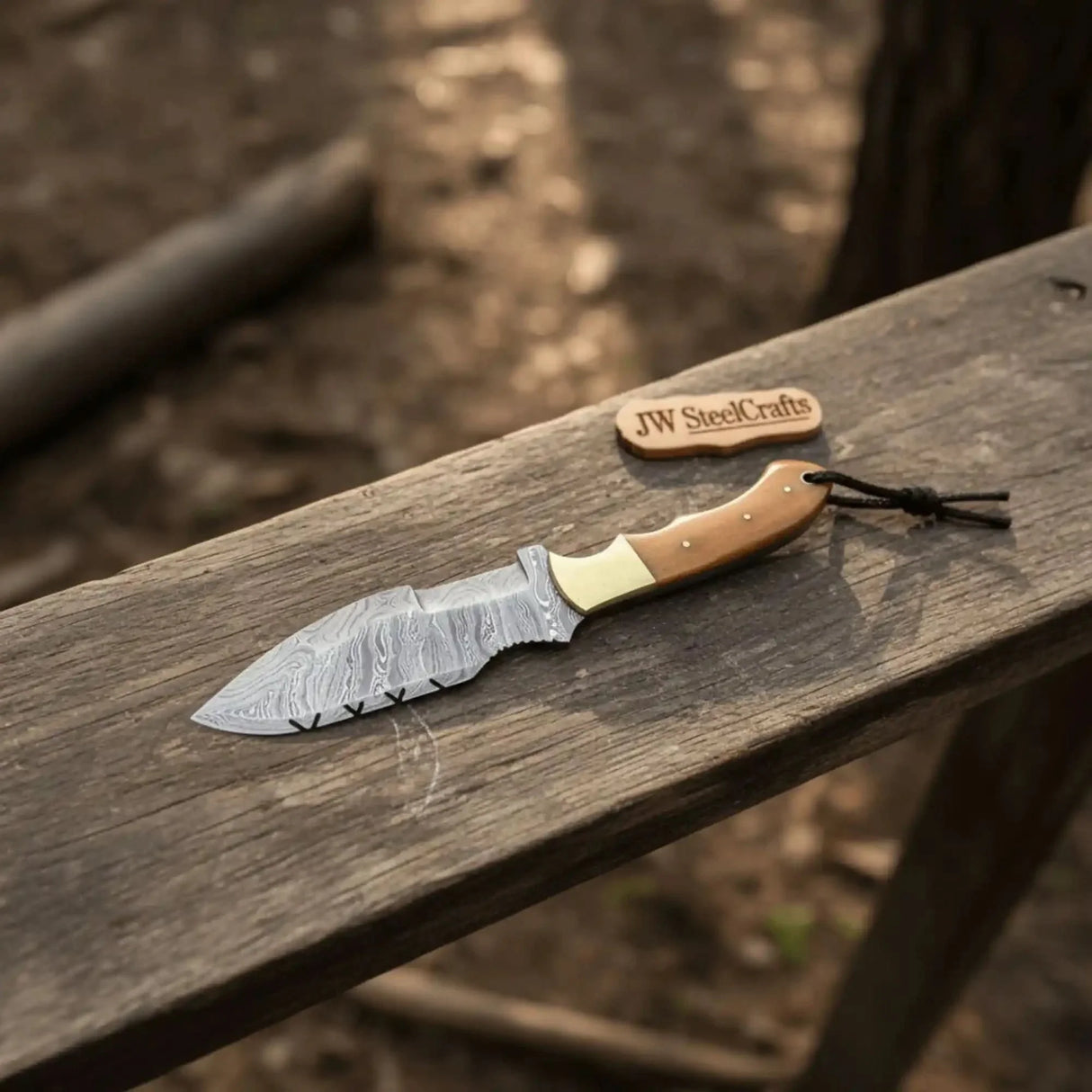 Damascus Steel Tracker Knife Multiple Handle Colors | JW SteelCrafts