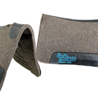 Gray Wool Saddle Pad with Black Leather & Turquoise Stitching