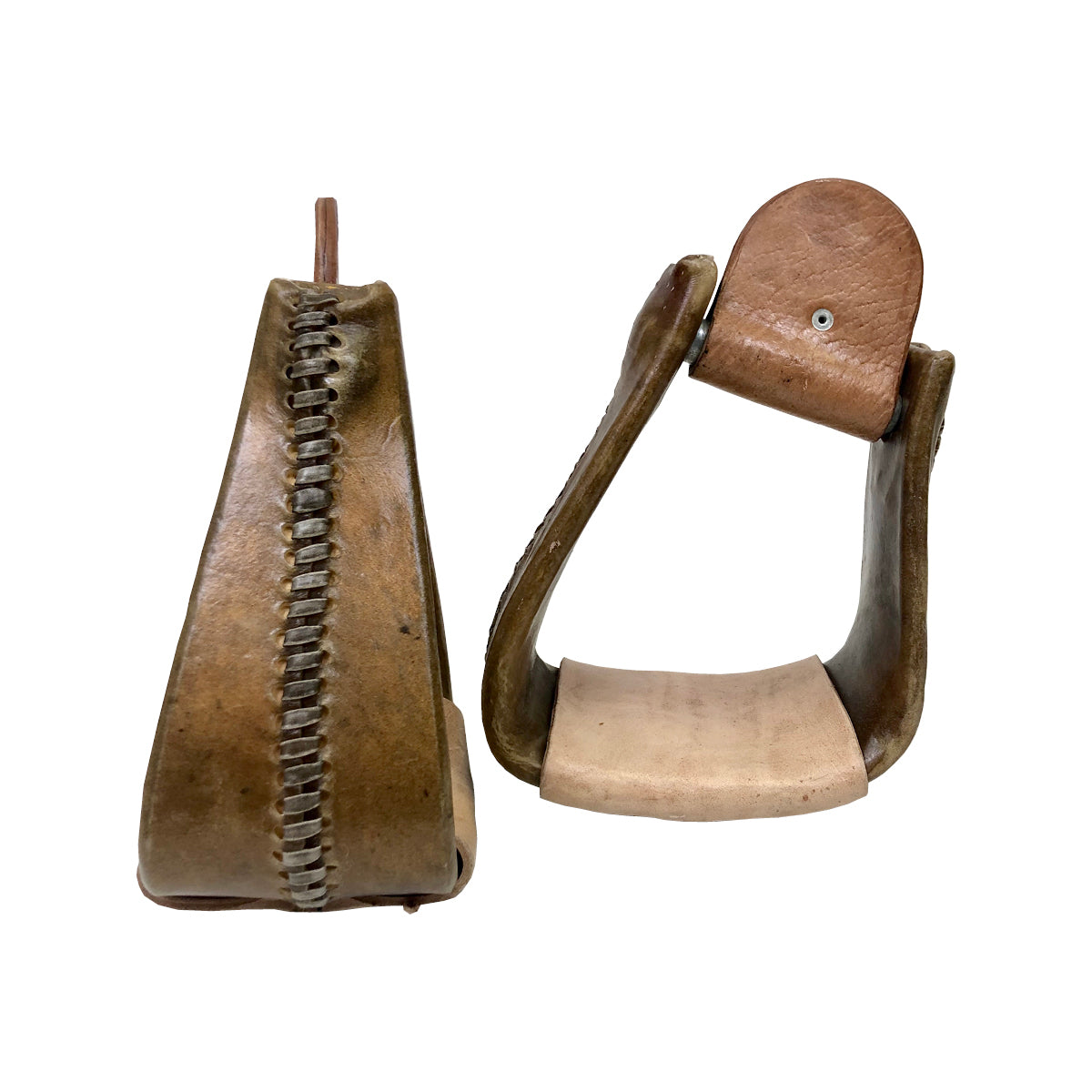 4" Natural Rawhide Slanted Roper Stirrups