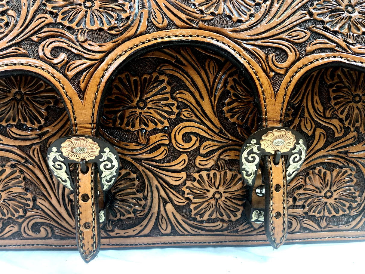 Floral Tooled Briefcase with Cow Hide