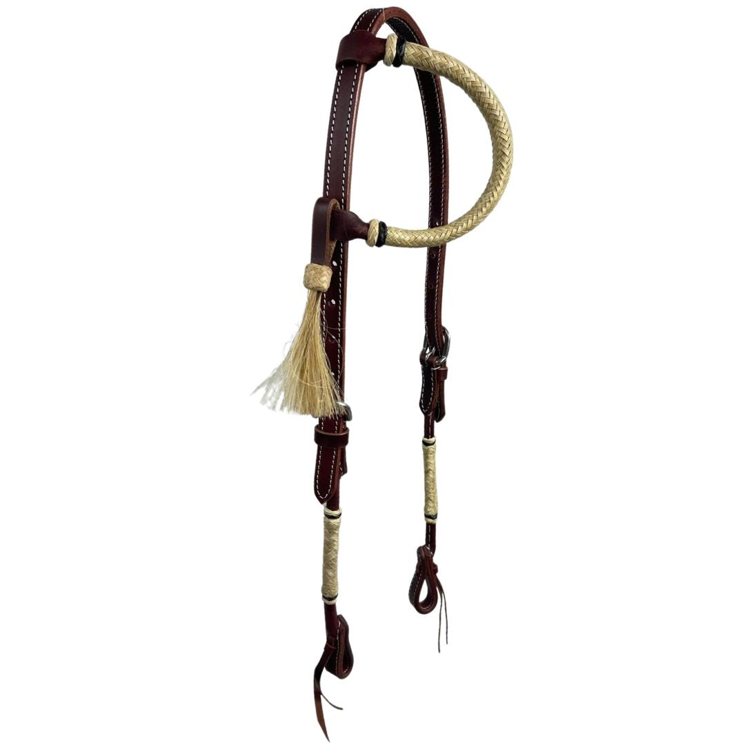 Cabezada de una oreja de cuero crudo Latigo