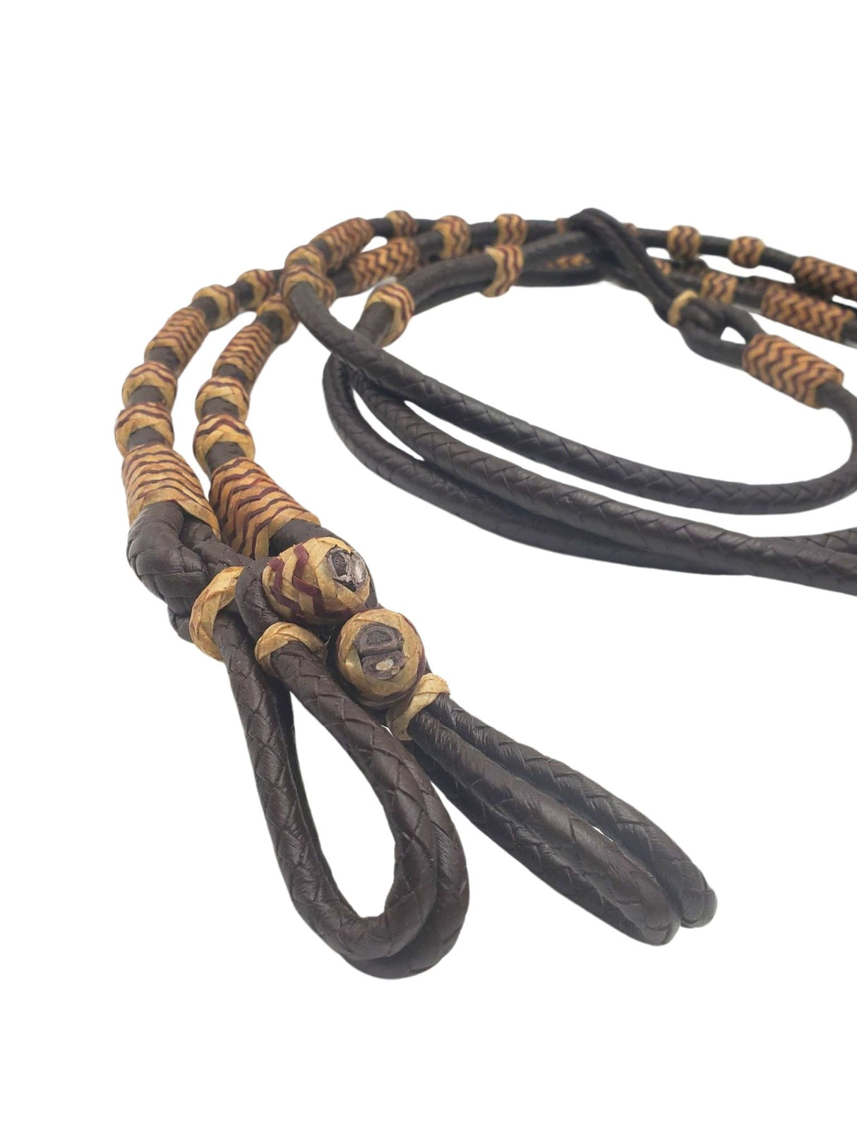 Dark Romel Reins with Tan Rawhide