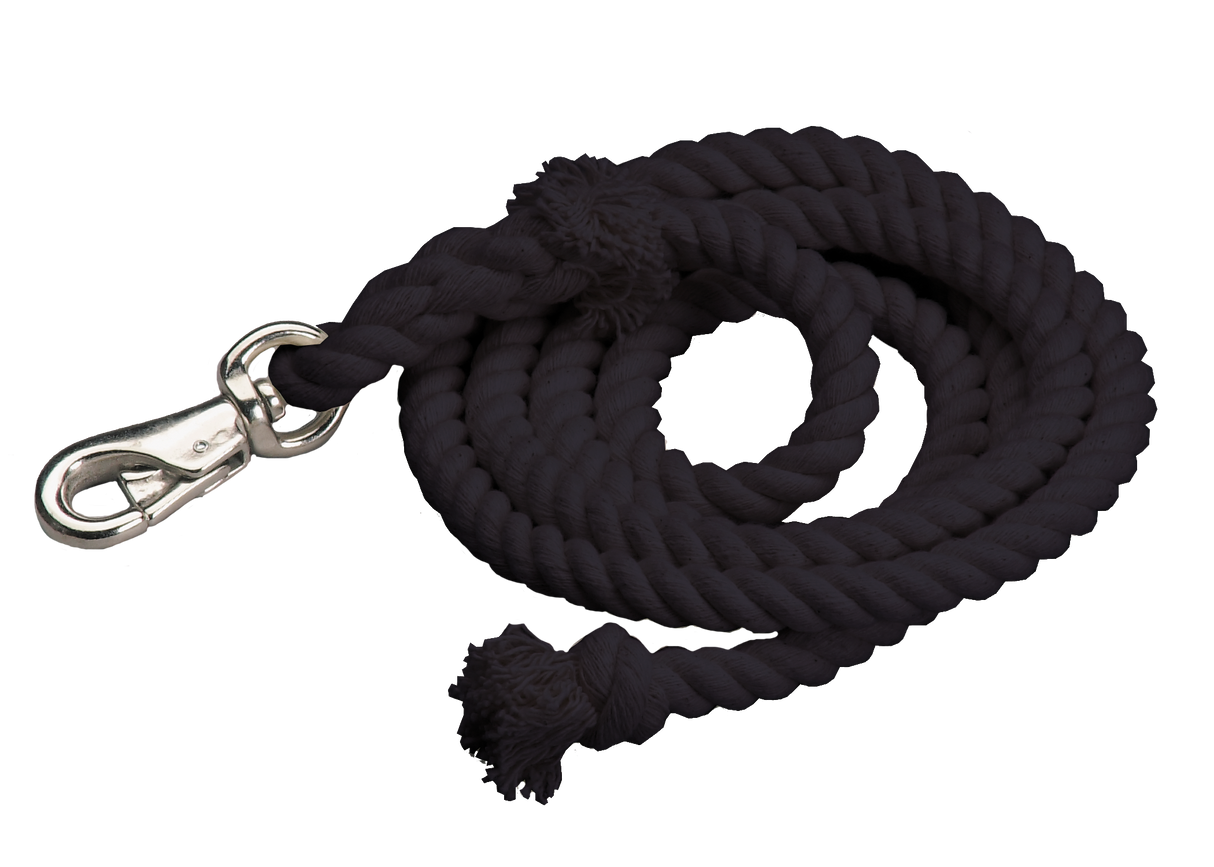 Cotton Lead Ropes - 10' with Bullsnap, Various Colors
