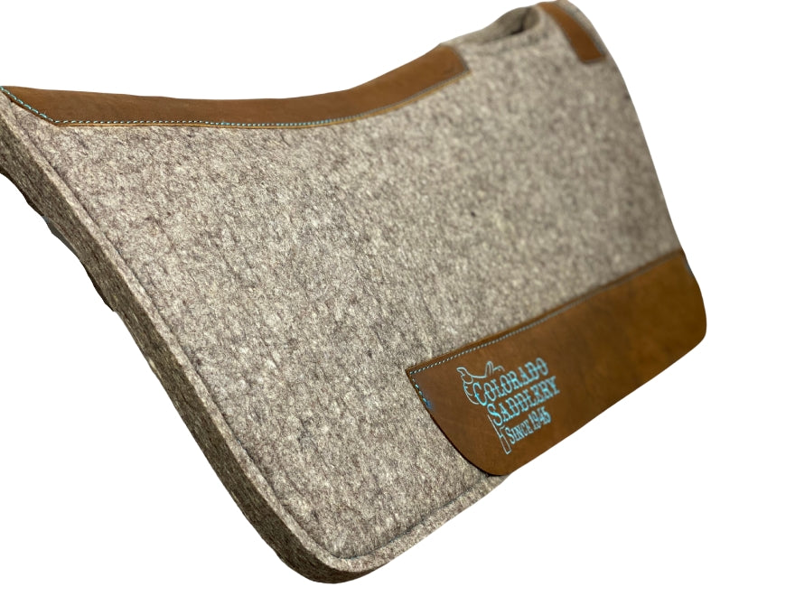 Almohadilla de contorno de compresa 100 % lana beige - Costuras turquesas