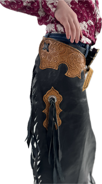 Youth black with Light Brown Trim Chinks(6-9 yr)