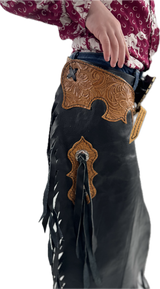 Youth black with Light Brown Trim Chinks(6-9 yr)