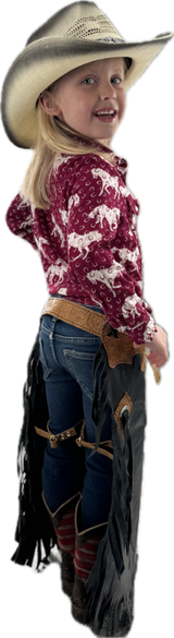 Youth black with Light Brown Trim Chinks(6-9 yr)