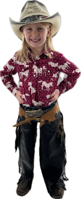 Youth black with Light Brown Trim Chinks(6-9 yr)