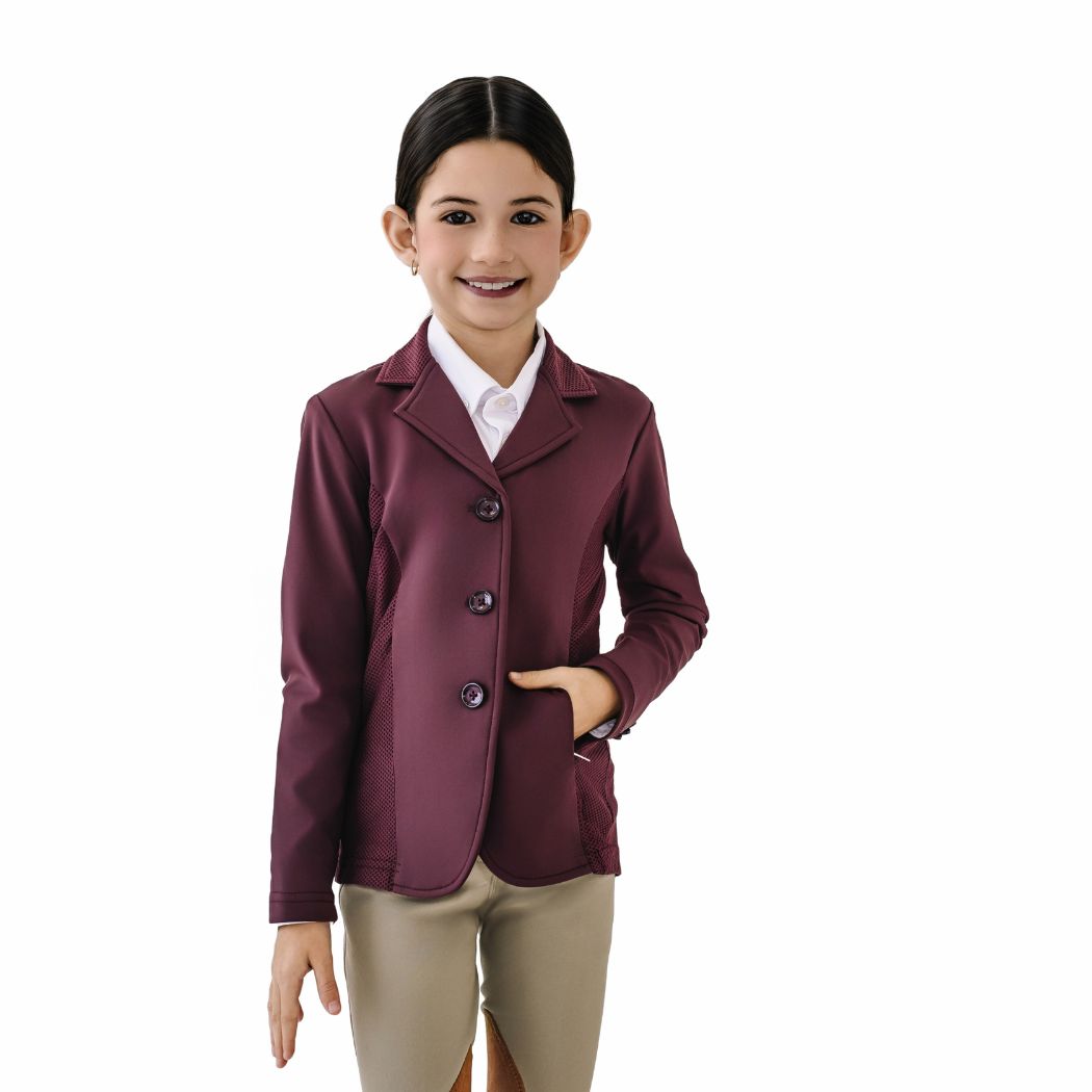 Kids' Mesh Hybrid Show Coat - Deepest Plum