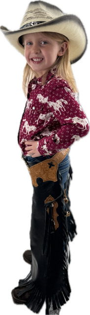 Youth black with Light Brown Trim Chinks(6-9 yr)