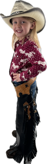 Youth black with Light Brown Trim Chinks(6-9 yr)