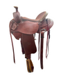 Brown leather ranch saddle