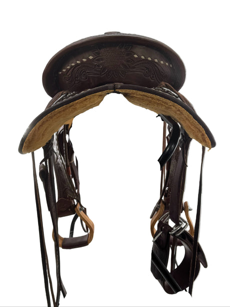 Colorado Saddlery buck stitched sunflower tooled saddle