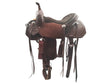 A brown leather  Barrel western saddle 