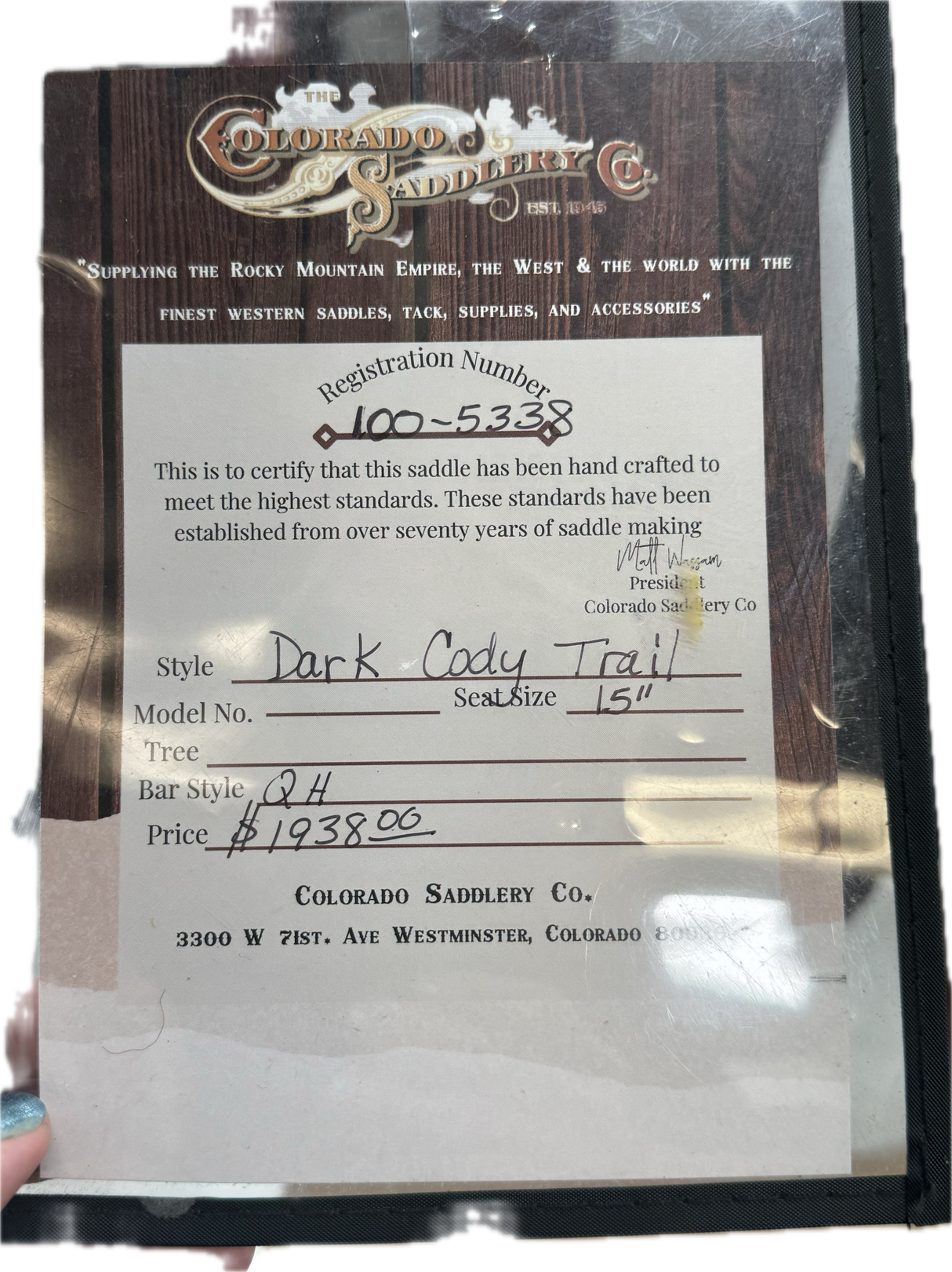 Sendero Dark Cody de 15"