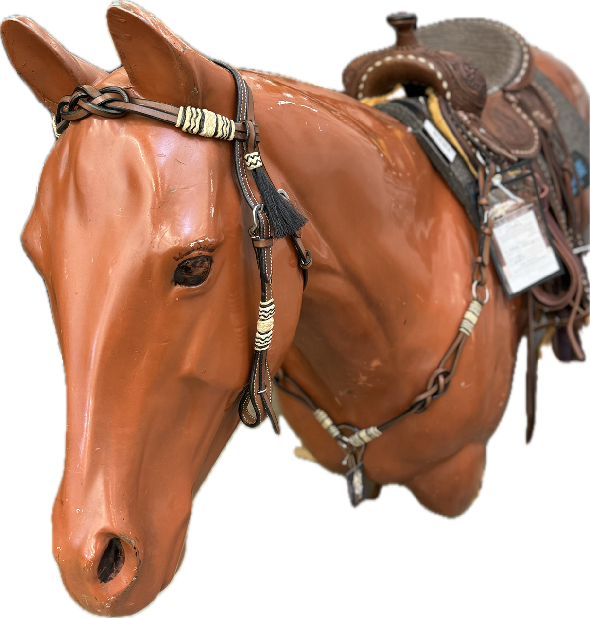 Knotted Headstall with rawhide