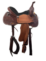 Brown leather horse saddle