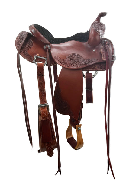 Floral tooled western dressage