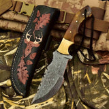 Damascus Steel Tracker Knife Multiple Handle Colors | JW SteelCrafts