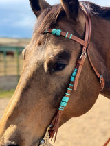 Turquoise Rawhide Light Oil Browband Headstall