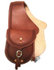 Premium Leather Saddle Bag with Hand Stamped Border- 7"