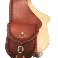 Premium Leather Saddle Bag with Hand Stamped Border- 7"