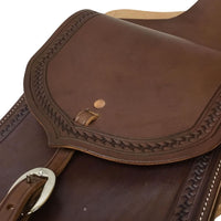 Premium Leather Saddle Bag with Hand Tooled Border- 9"