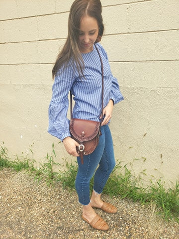 Bolso de cuero estilo sillín con correa desmontable