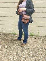 Bolso de cuero estilo sillín con correa desmontable