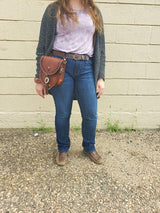 Bolso de cuero estilo sillín con correa desmontable