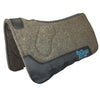 Gray Wool Saddle Pad with Black Leather & Turquoise Stitching