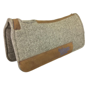 Natural Beige 100% Pressed Wool Saddle Pad with Blue Stitching