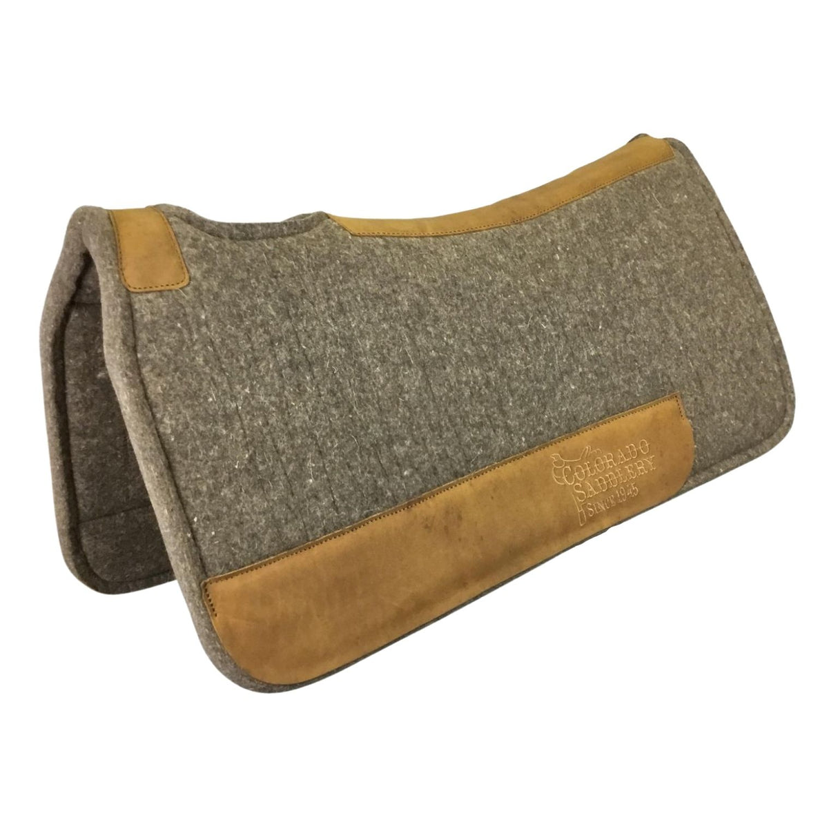 Chocolate Grey 100% Pressed Wool Saddle Pad with Brown Stitching