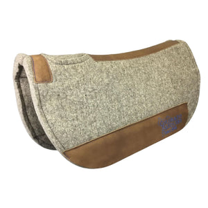 Natural Beige 100% Pressed Wool Round Saddle Pad with Blue Stitching