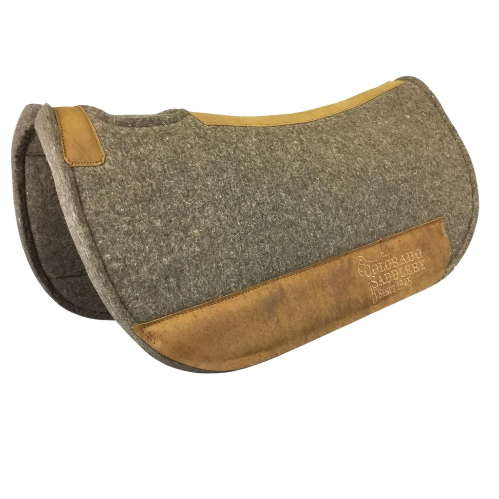 Chocolate Grey 100% Pressed Wool Ultimate Trail Saddle Pad with Brown Stitching