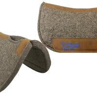 Chocolate Grey 100% Pressed Wool Round Saddle Pad with Blue Stitching