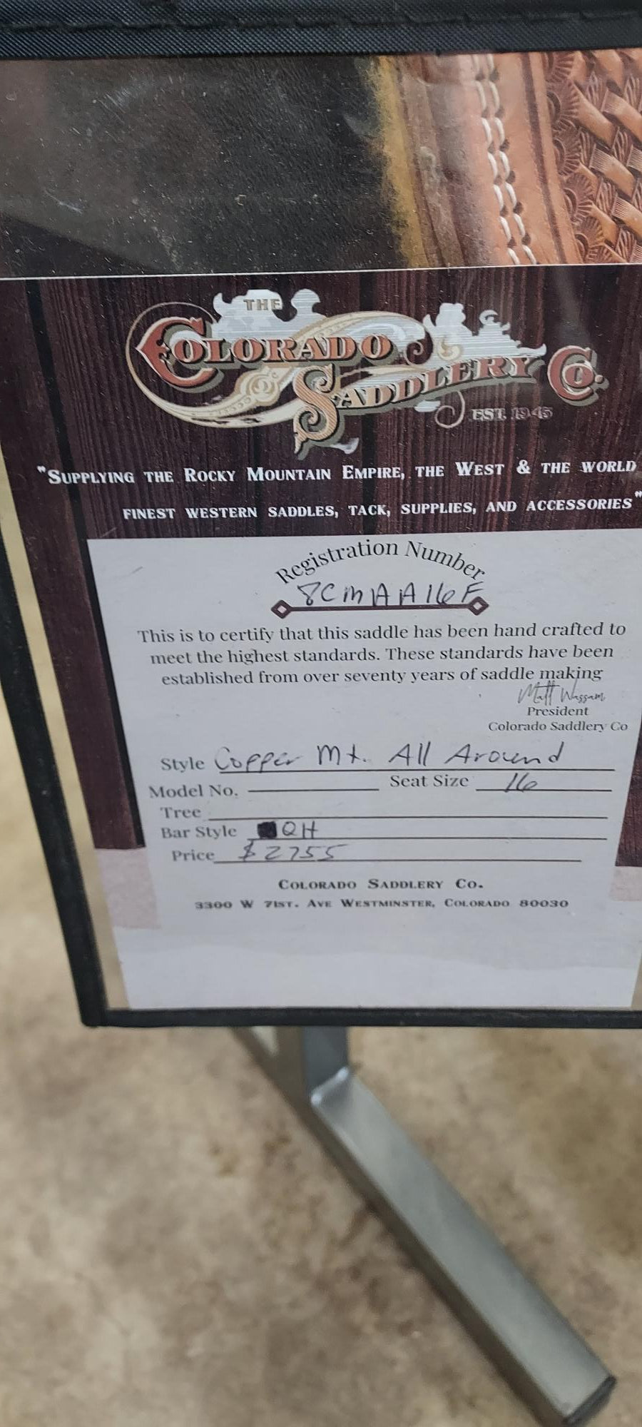 16" Copper Mountain All Around Saddle