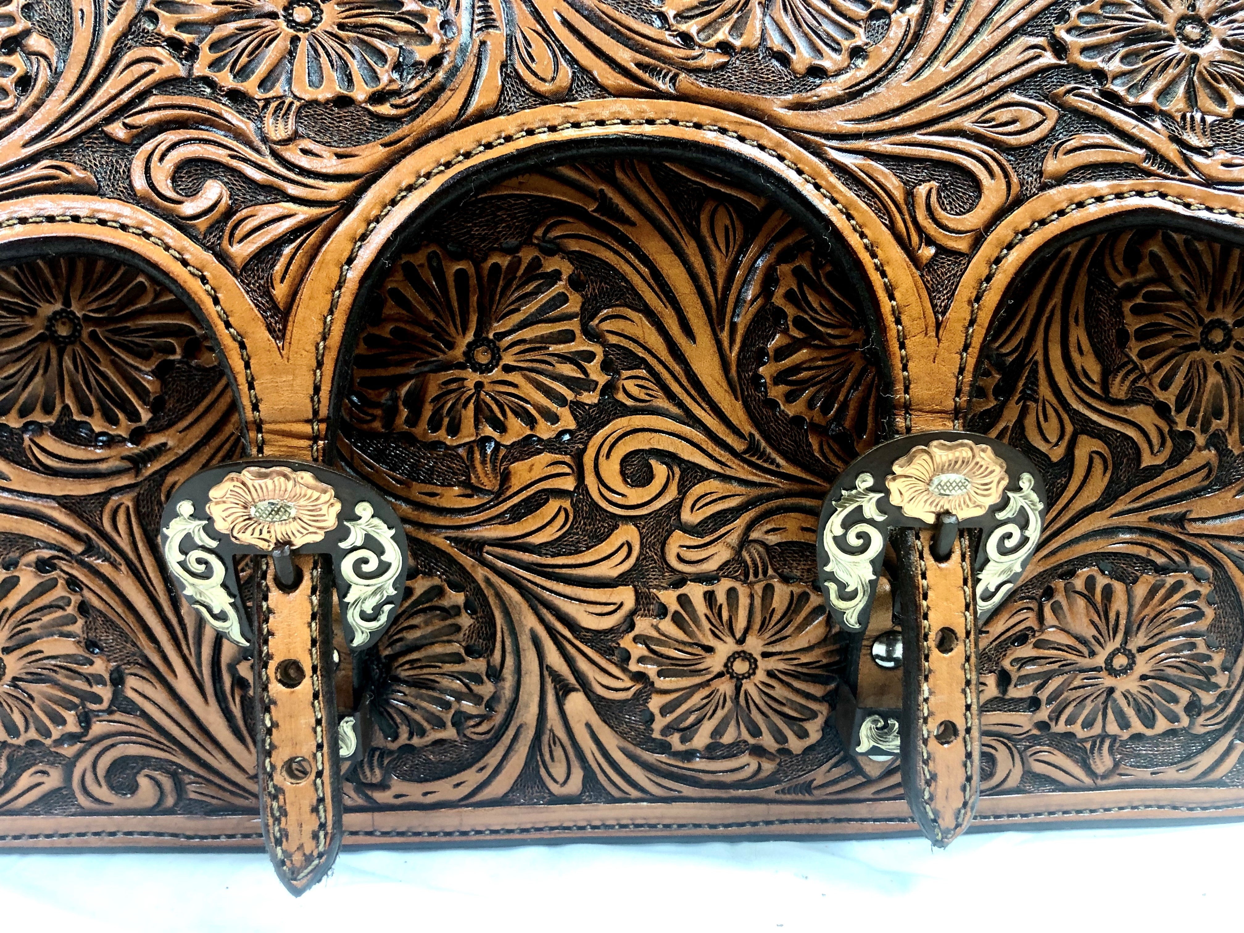 Floral Tooled Briefcase with Cow Hide – Colorado Saddlery