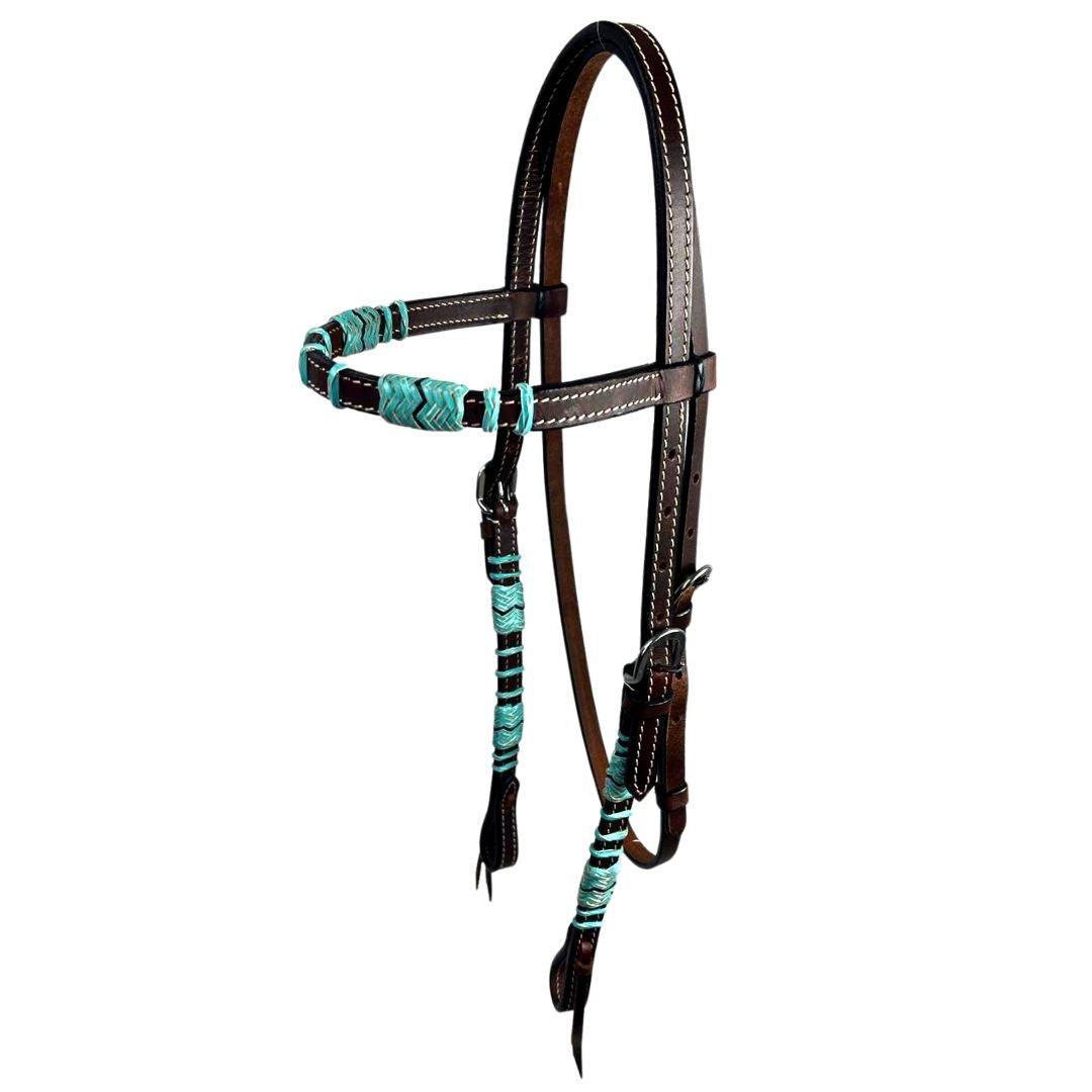 Turquoise Rawhide Dark Leather Browband Headstall – Colorado Saddlery