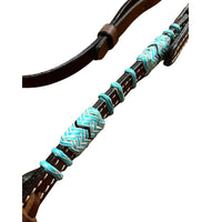 Turquoise Rawhide Dark Leather Browband Headstall