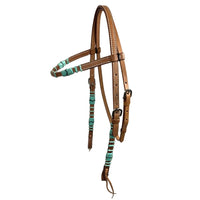 Turquoise Rawhide Light Oil Browband Headstall